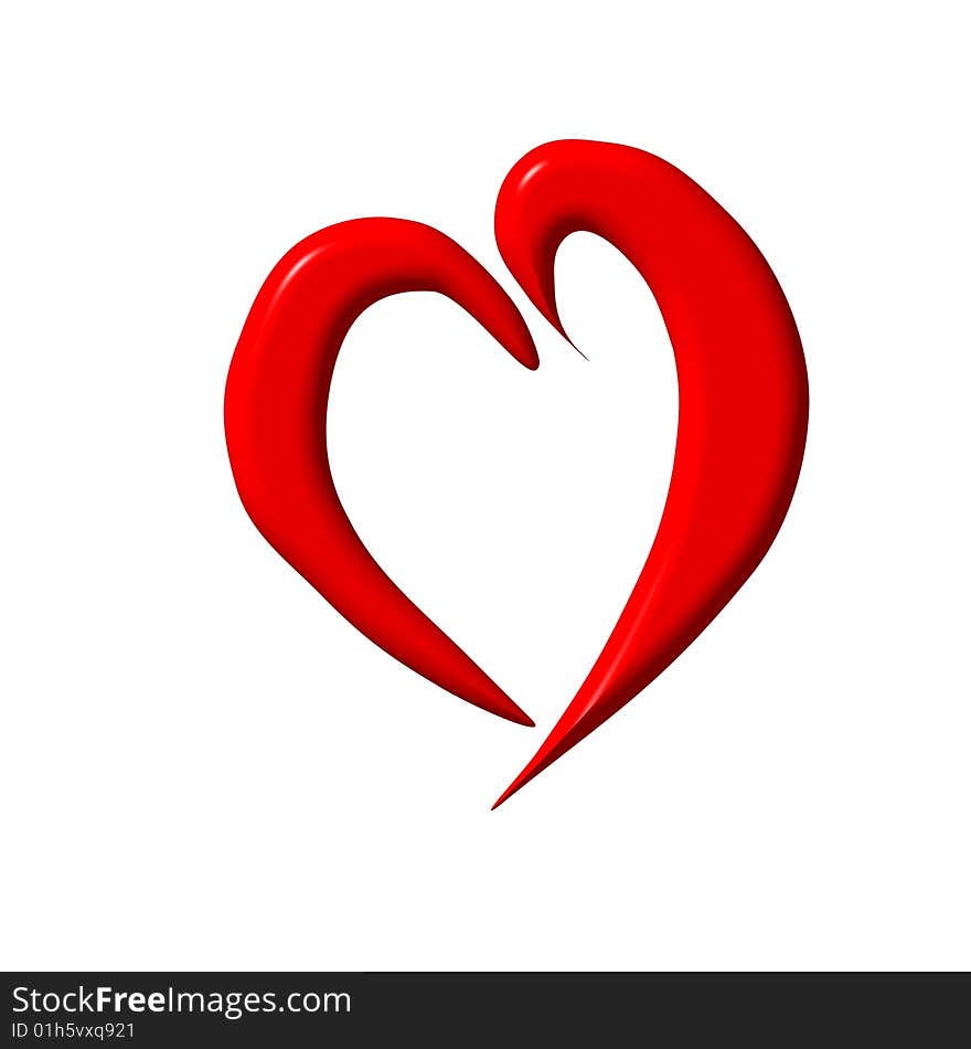 Red heart - computer generated image