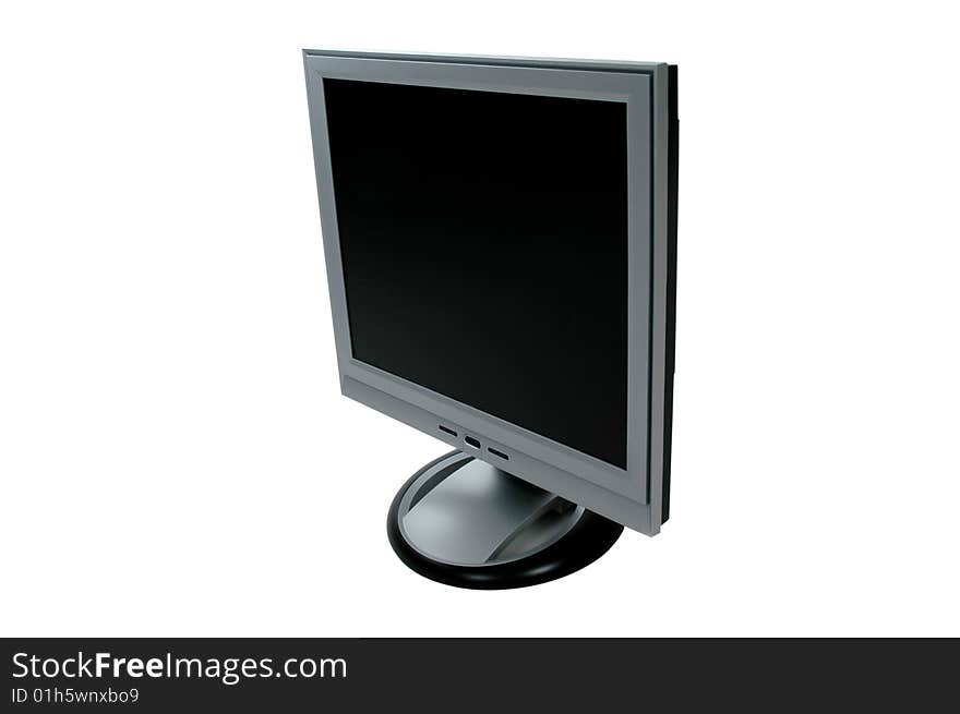 Dark grey lcd computer monitor over white