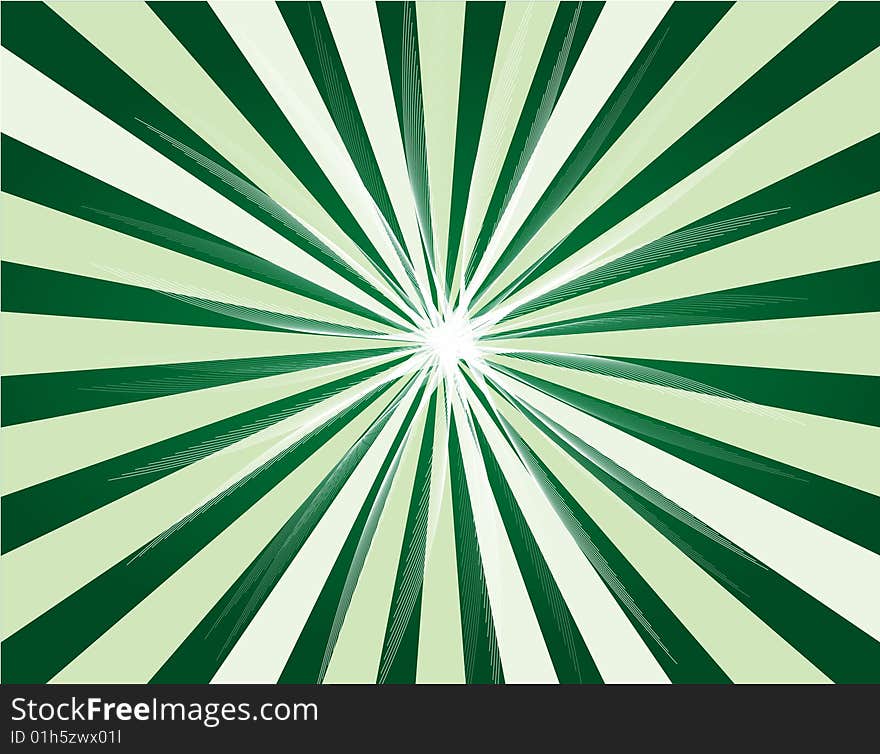 Illustration of green sunburst background