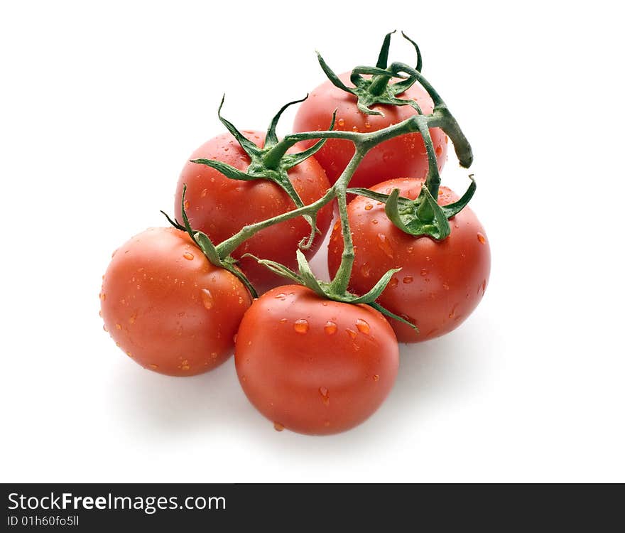 Cherry tomatoes on white background