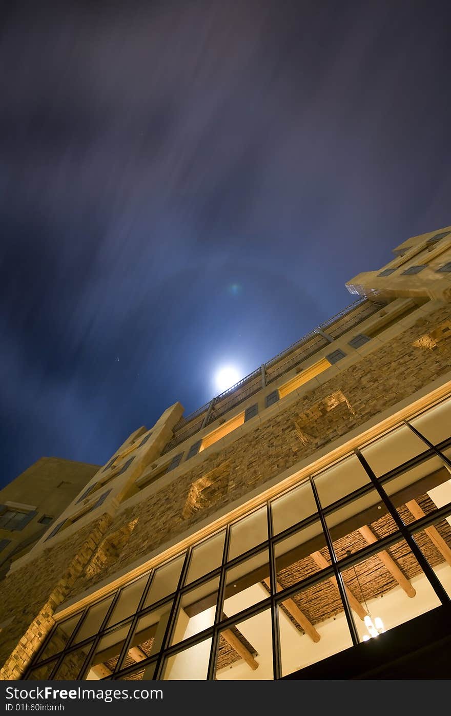 Modern building under the moonlight