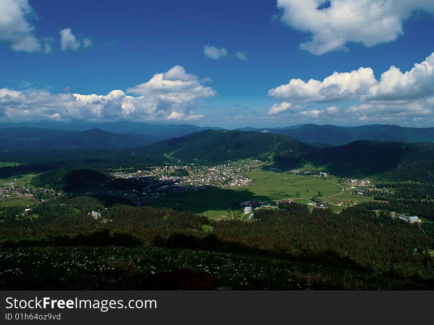 Сity of Bakuriani is in high-mountainous  to a valley