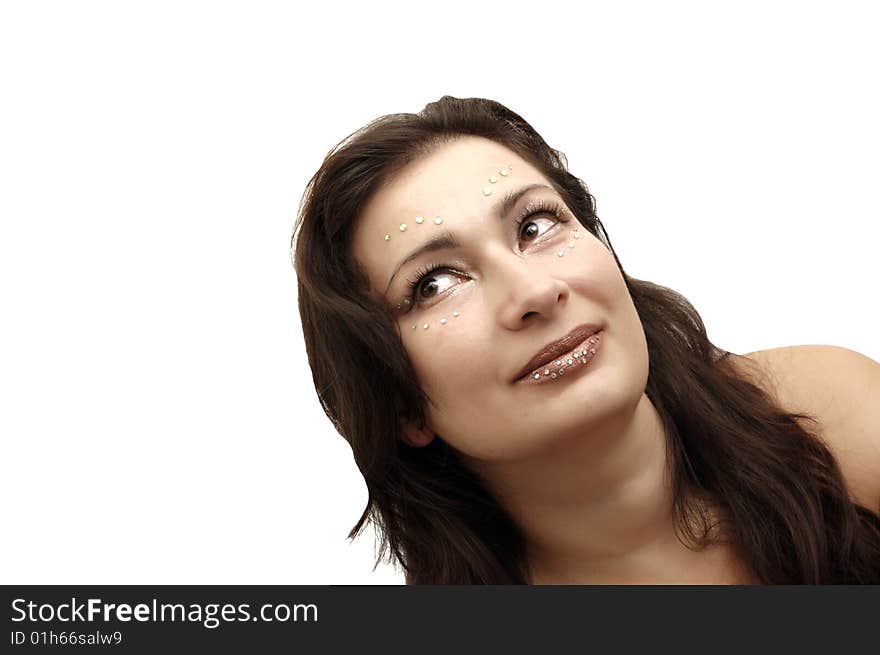 Natural beauty - portrait of pretty brunette with makeup