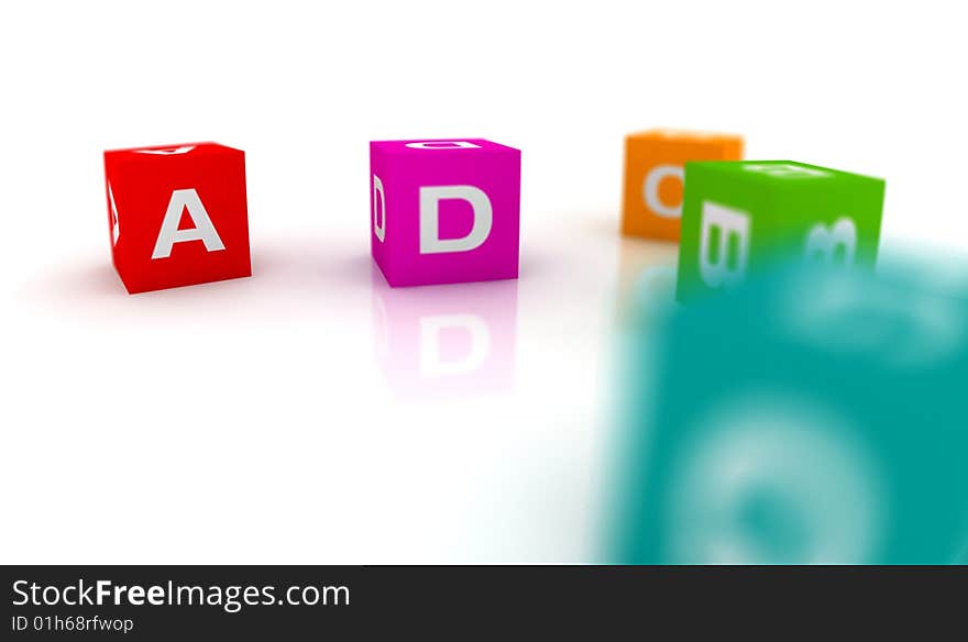 Alphabetical toys in cube shape - shallow focus