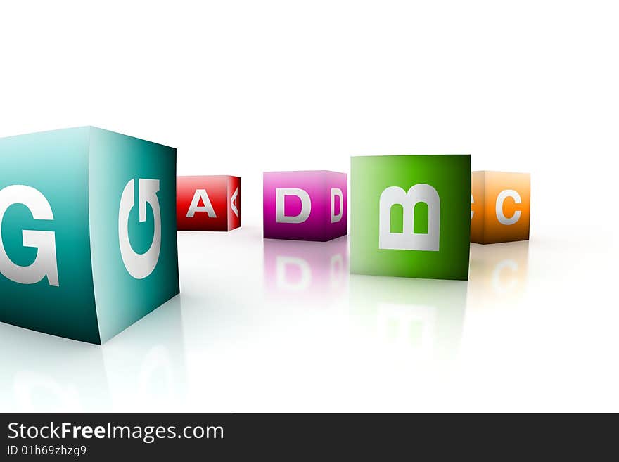 Alphabetical toys in cube shape - isolated