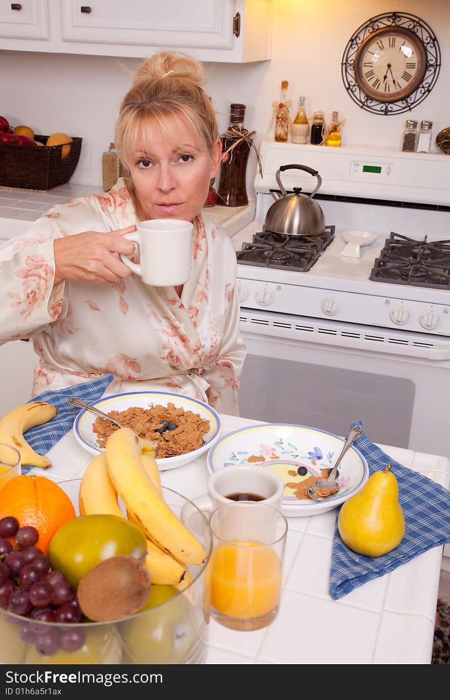 Attractive Woman In Kitchen