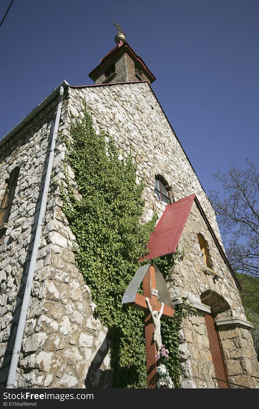 Catholic church of a Hungarian village, Bukkszentlaszlo, Central Europe. Catholic church of a Hungarian village, Bukkszentlaszlo, Central Europe