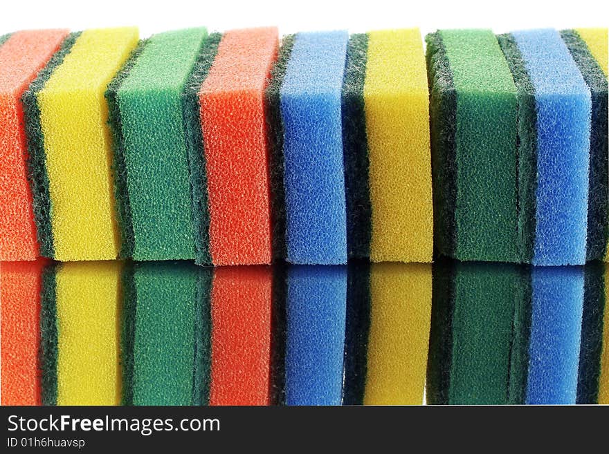 Colored sponges on mirror surface