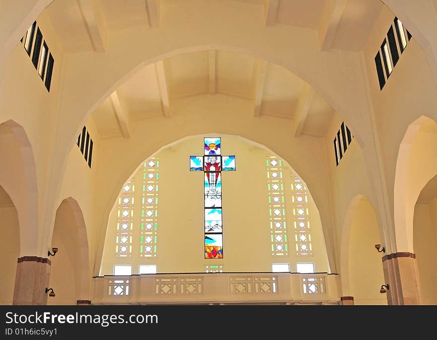 Puerto plata  catholic church  balcony and arch. Puerto plata  catholic church  balcony and arch