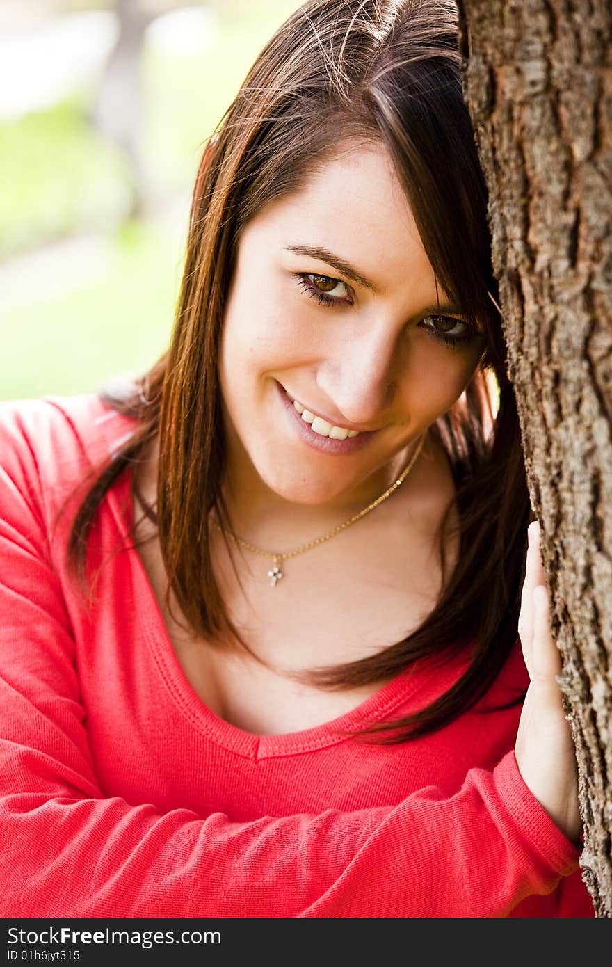 Young smiling woman close portrait