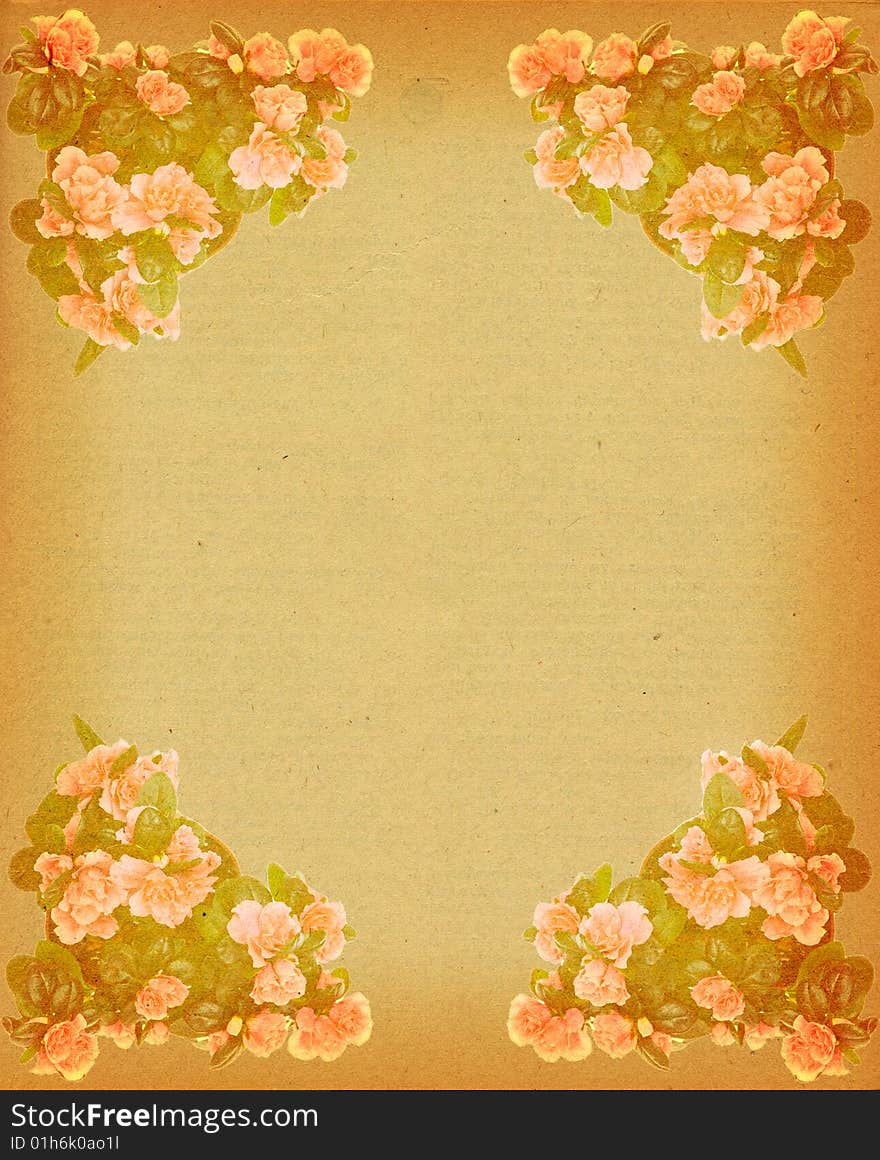 Grungy piece of paper with flowers overlayed on top. Grungy piece of paper with flowers overlayed on top.