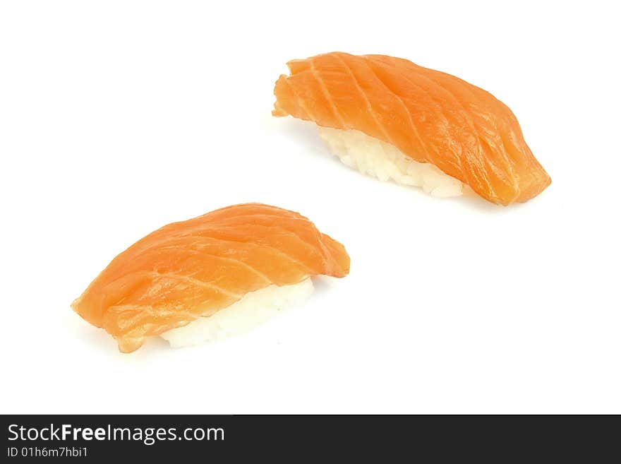 Sushi are isolated on the white background