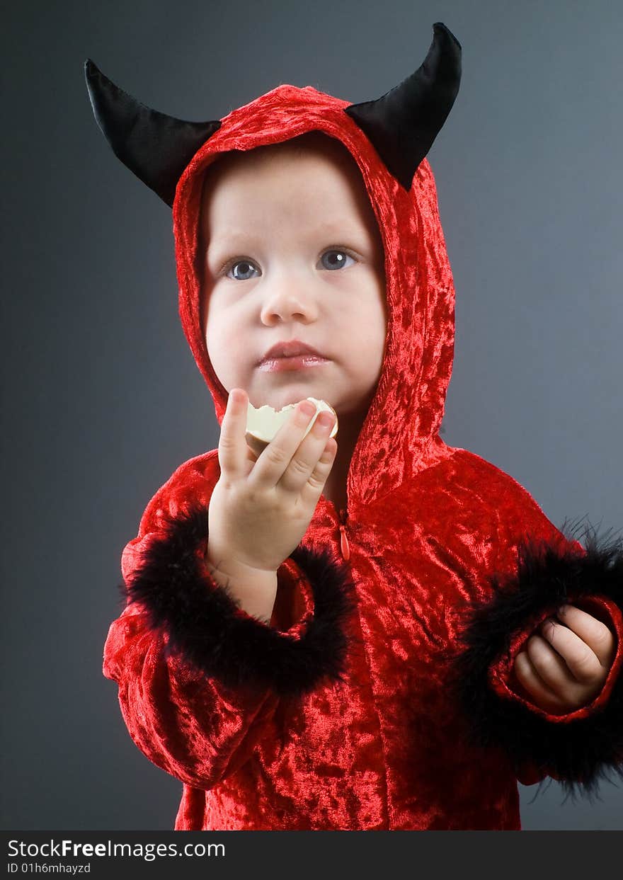 Cute baby dressed like devil. Cute baby dressed like devil