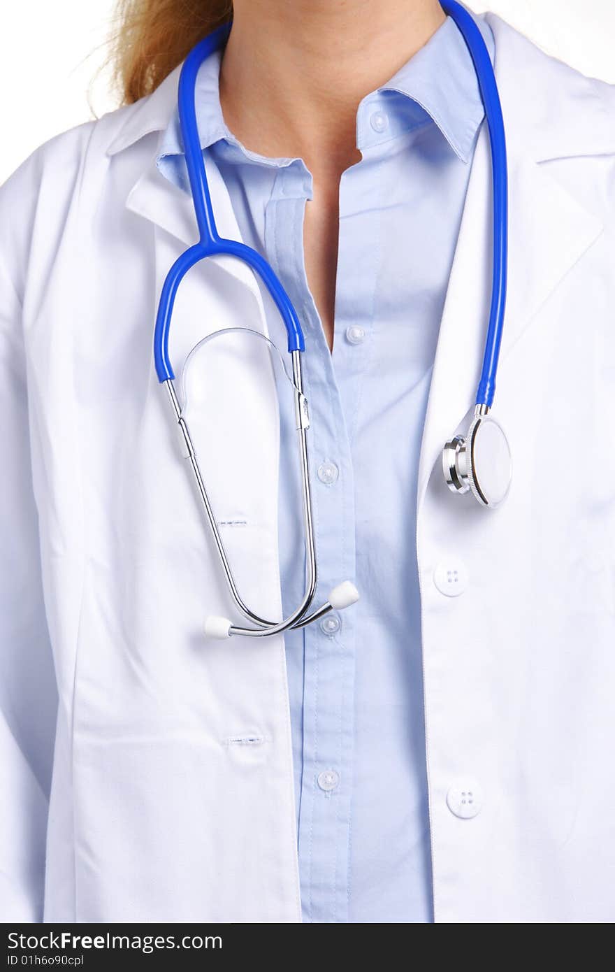 Doctor with stethoscope in studio