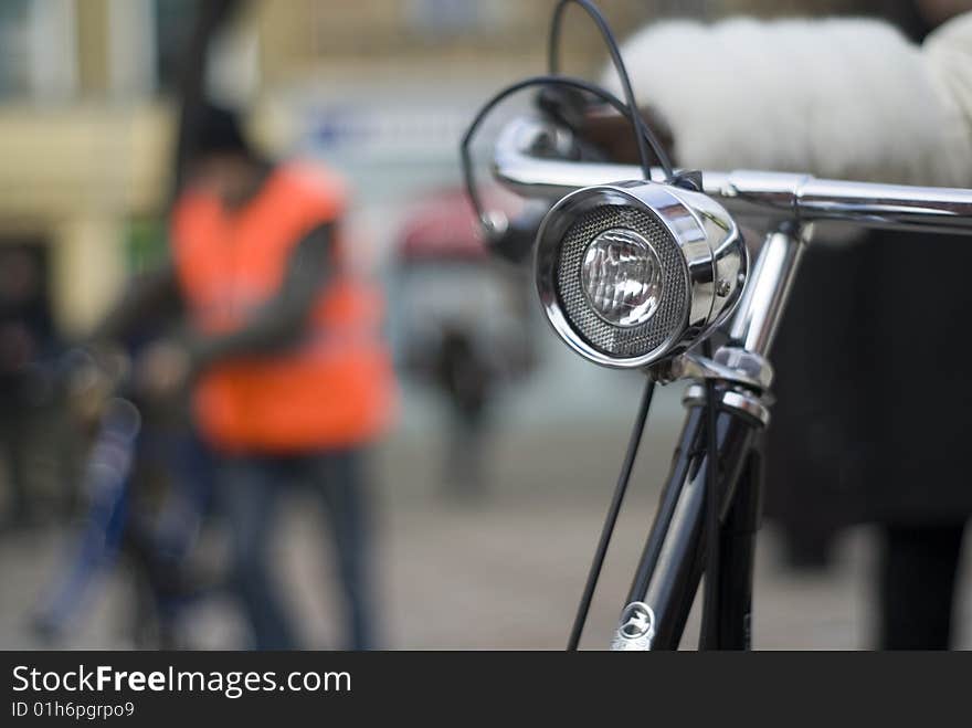 Old Dutch bike lamp closeup. Old Dutch bike lamp closeup