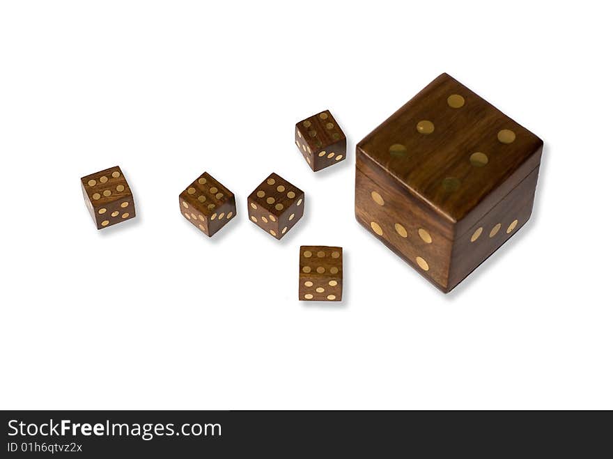 Wooden dices with wooden box