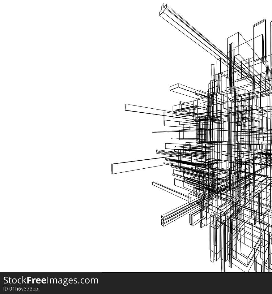 Abstract wireframe at white background