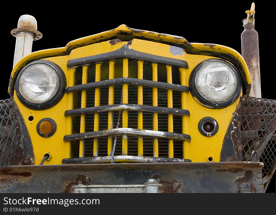 Old yellow custom off-road truck