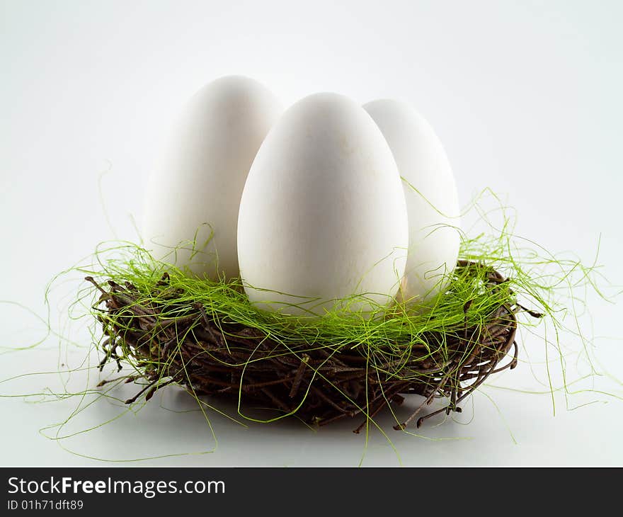 Three goose eggs in the nest