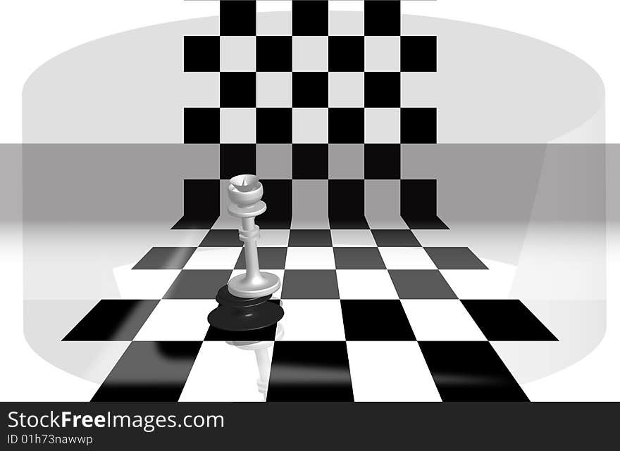 White Chess queen manage with black pawn. 3D illustration