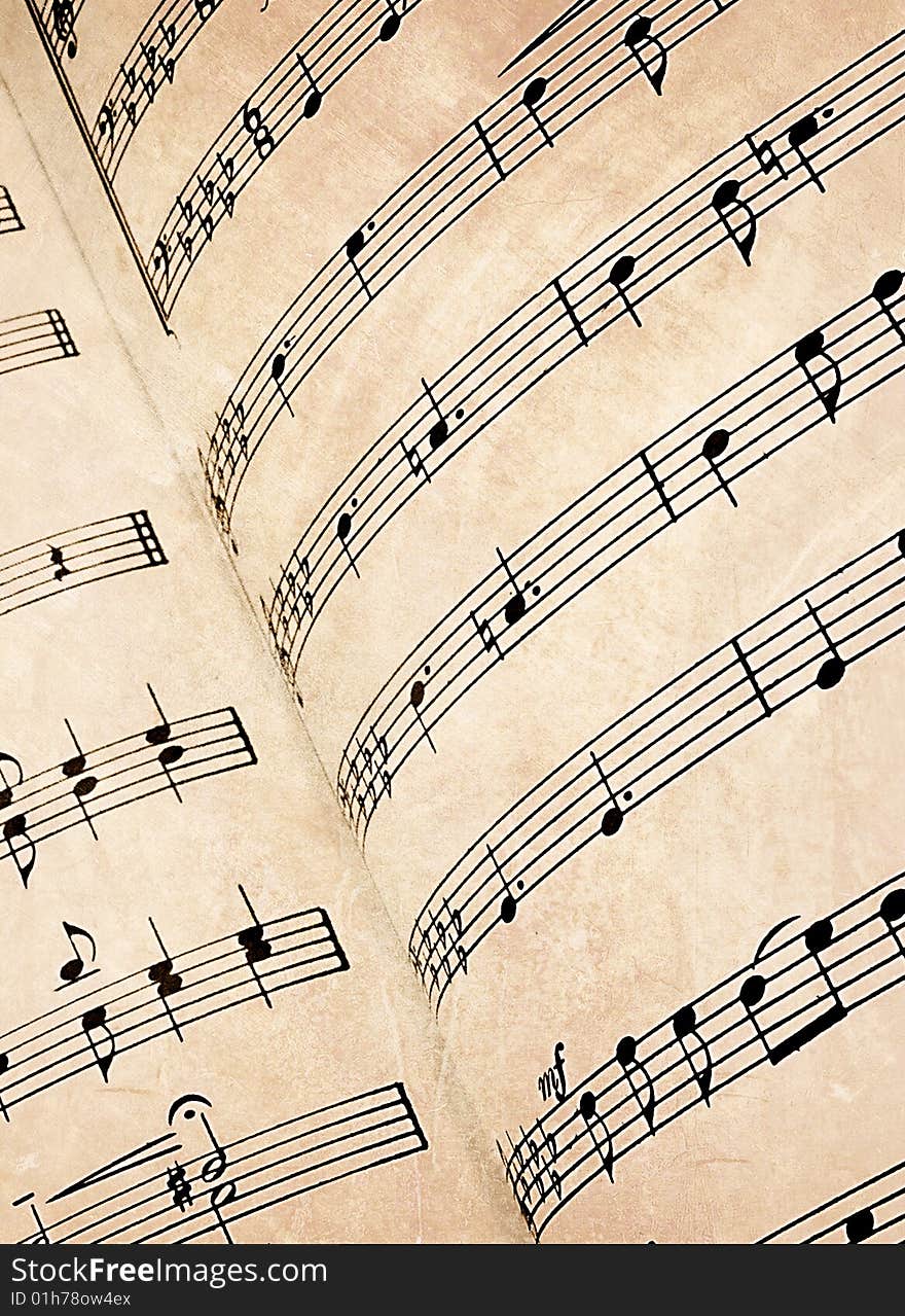 Close-up of sheet music in sepia