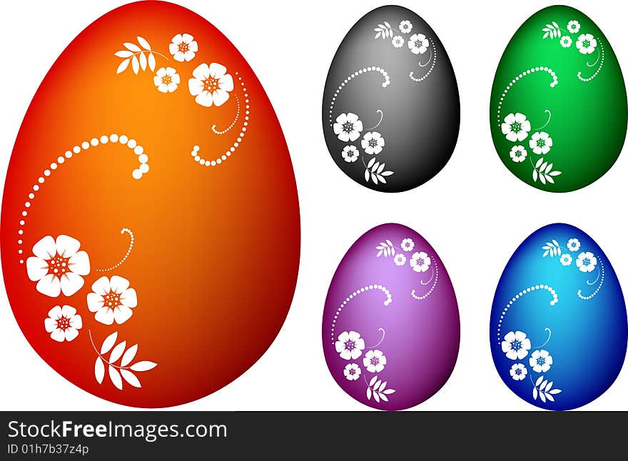 5 easter Egg isolated on white. 5 easter Egg isolated on white