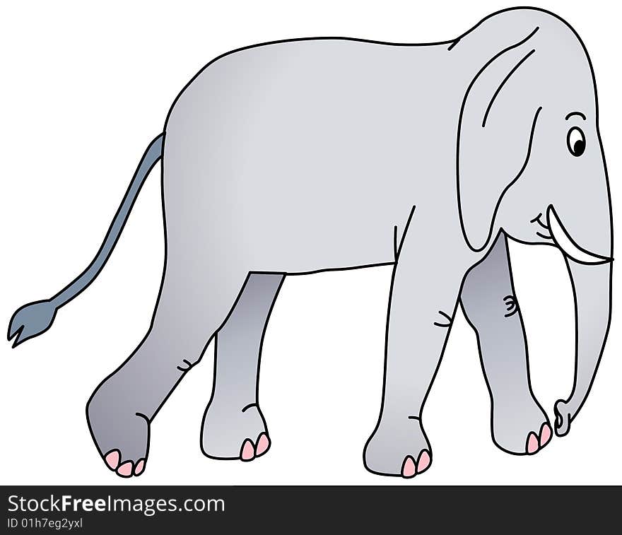 Vectorial illustration of walking elephant. Isolated on a white background. EPS file available.