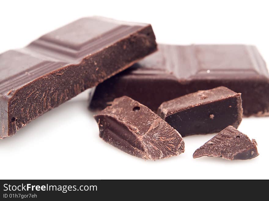 Small group of chocolate on a white background