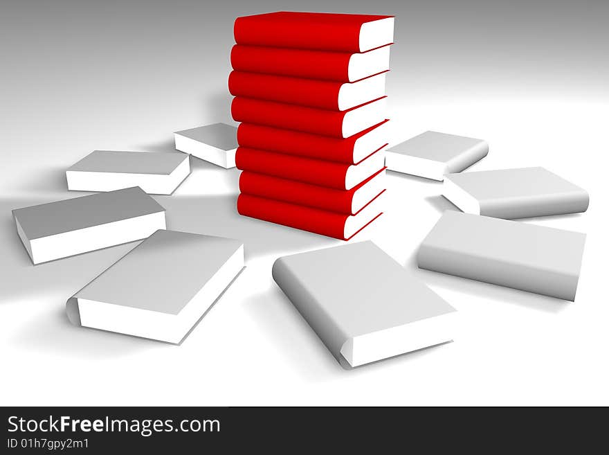 Lots of books together 3d design