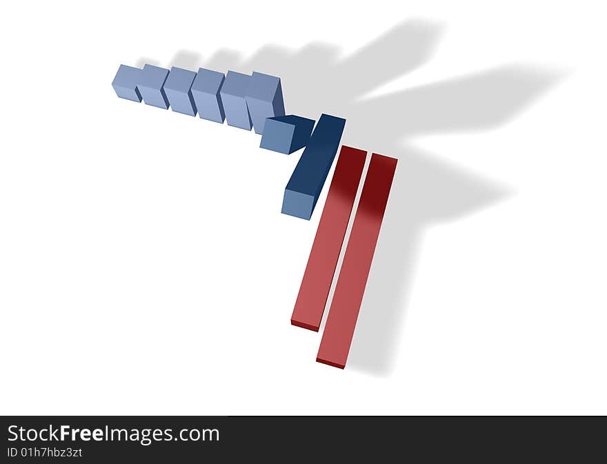 3D finance crisis graph showing desrease. 3D finance crisis graph showing desrease