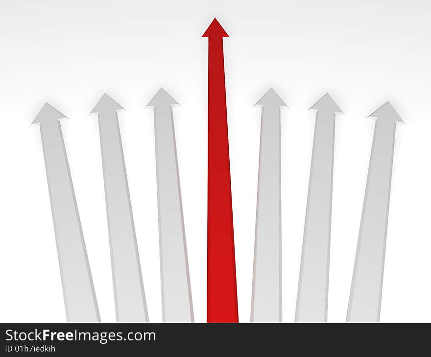 3d direction arrows showing increase. 3d direction arrows showing increase