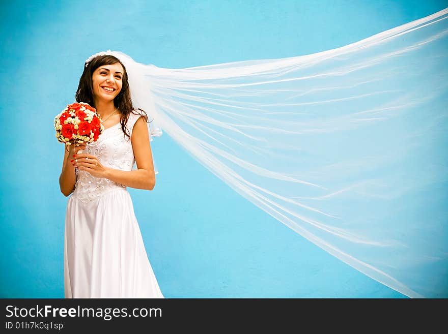 The bride with a wedding bouquet