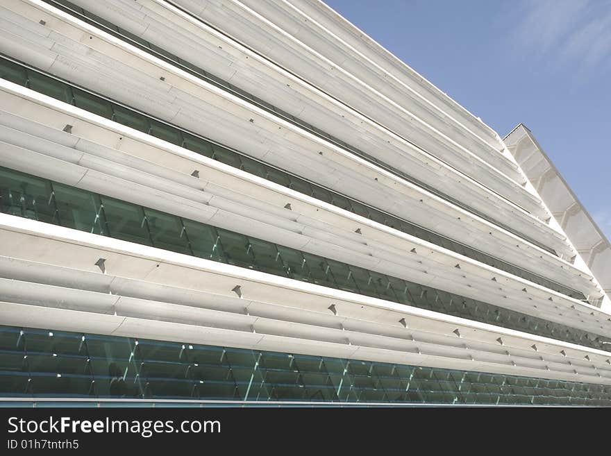 Modern office building on a background of blue sky