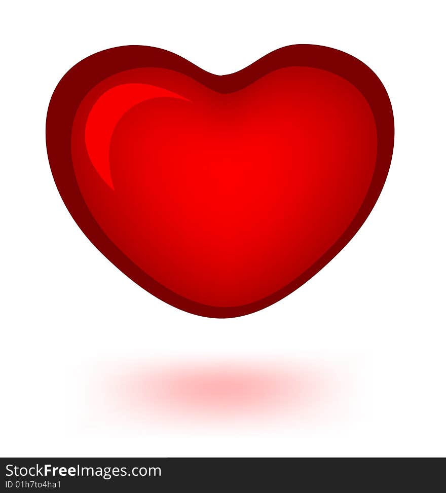 Red heart. Isolated vector illustration on white background.