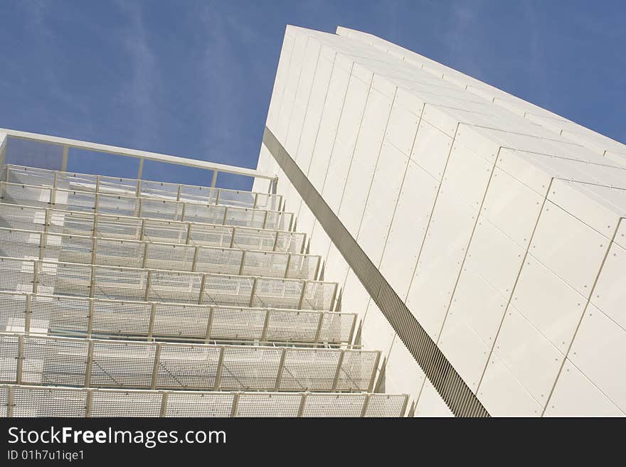 Modern office building on a background of blue sky