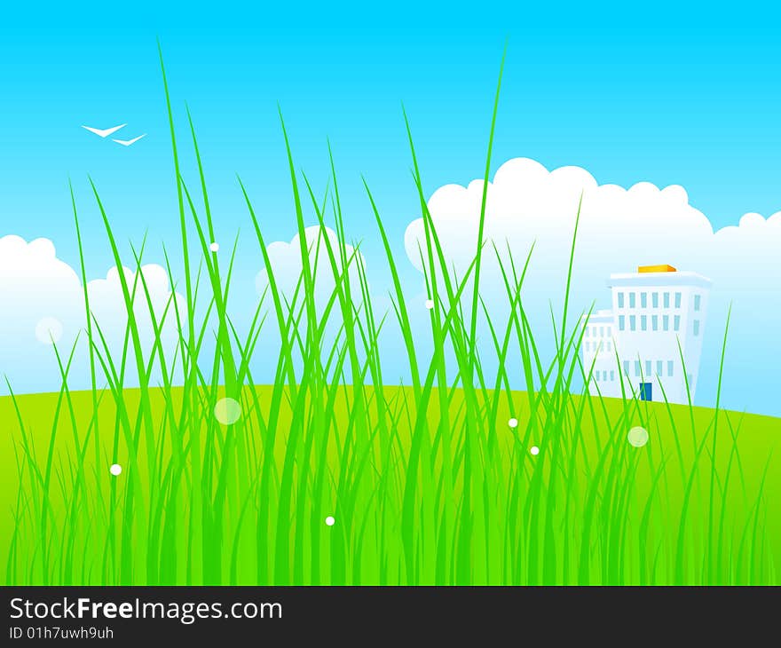 Sunny landscape. Include additional format EPS v.8 (Adobe Illustrator).