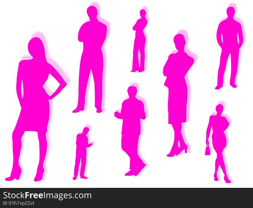 Business men and women in different poses and attitudes. Business men and women in different poses and attitudes