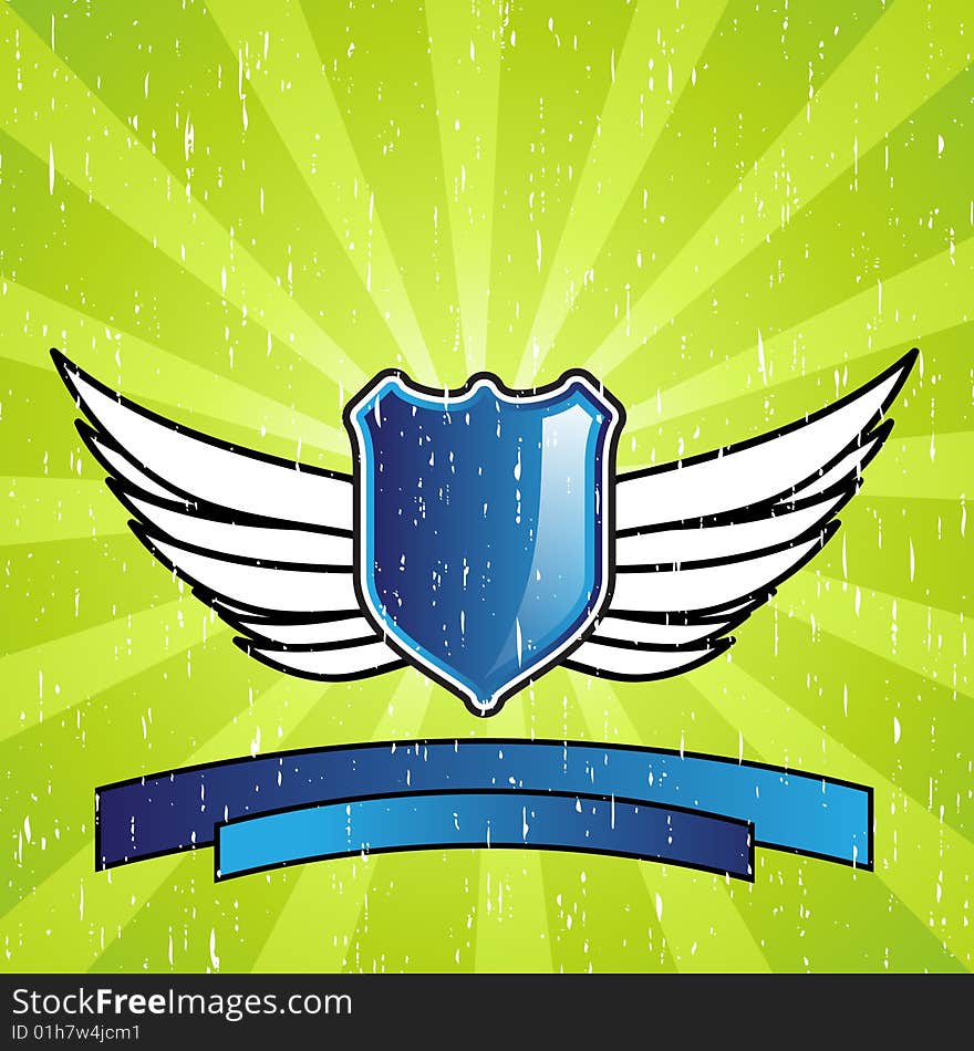 Shield design with wings on an interesting background with grunge