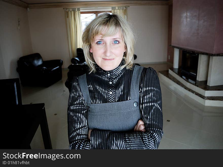 Portrait of woman in room. Portrait of woman in room