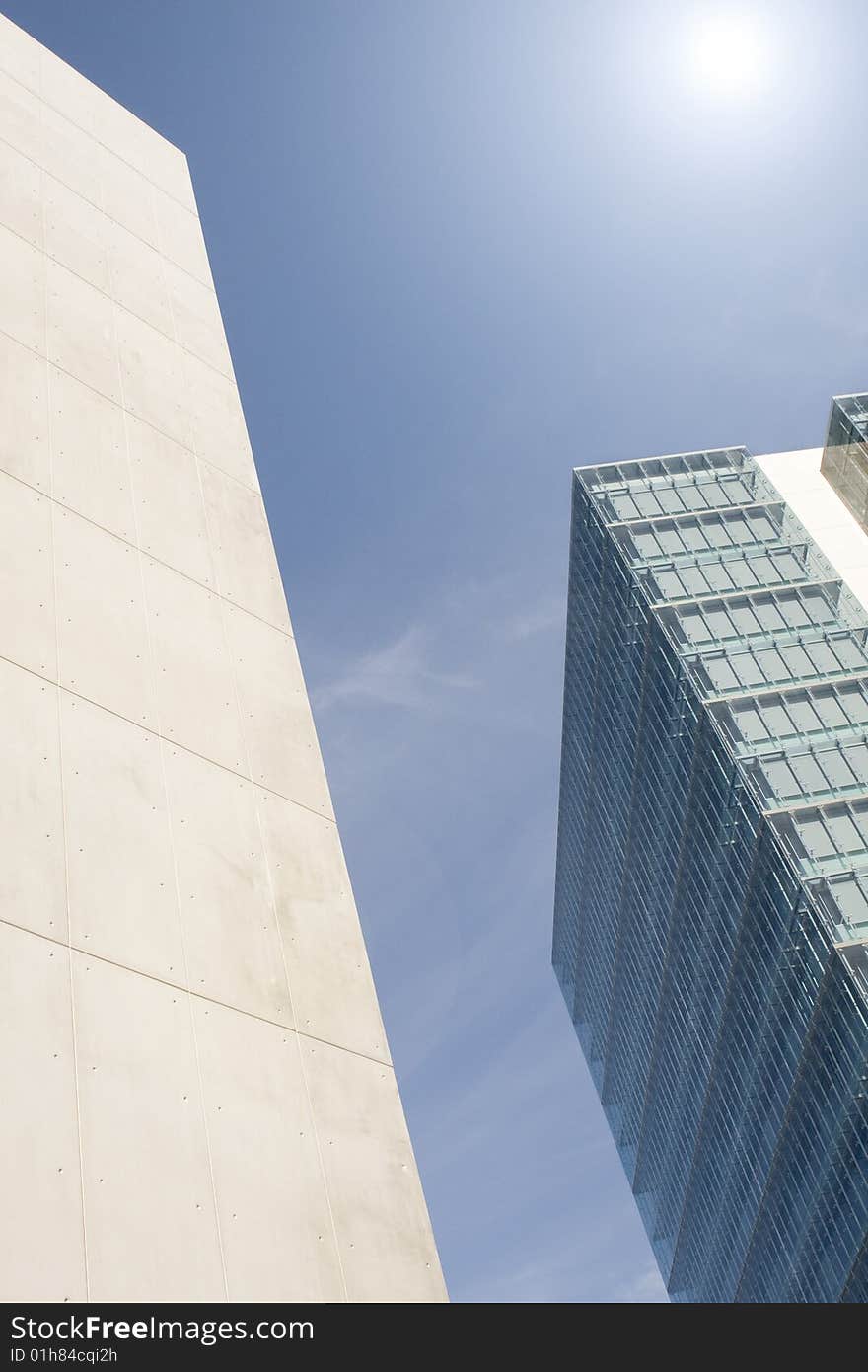 Modern office building on a background of blue sky