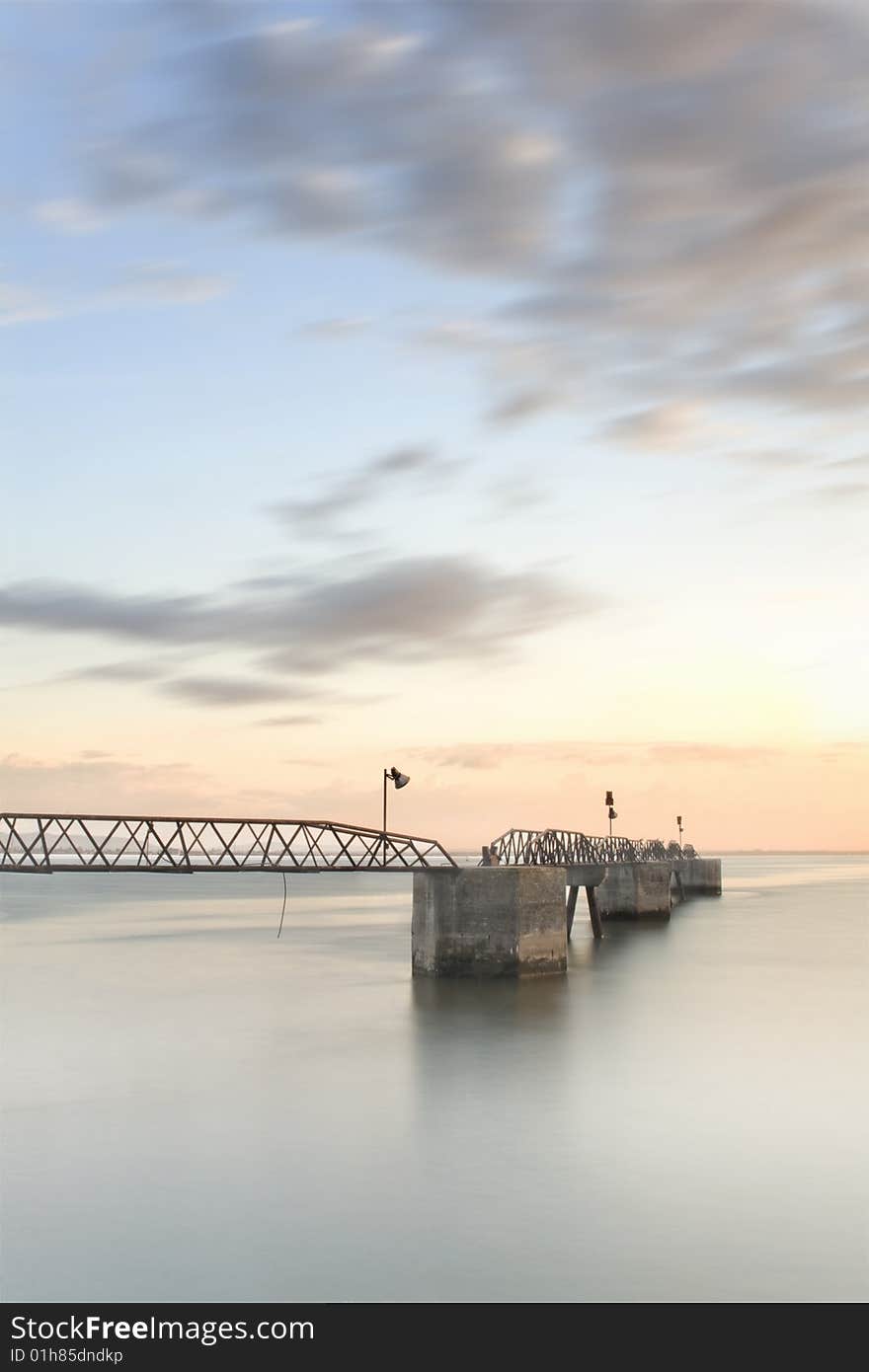 Detail of a empty pier near Lisbon, Portugal