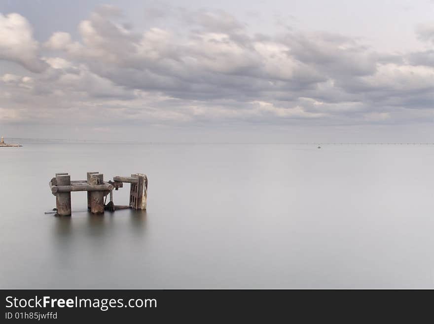 Detail of a empty pier near Lisbon, Portugal