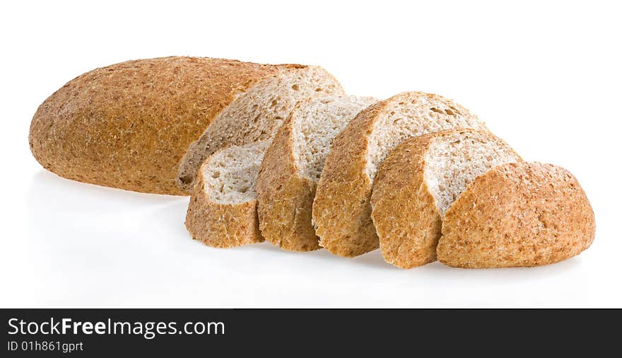 Cut bread isolated on white