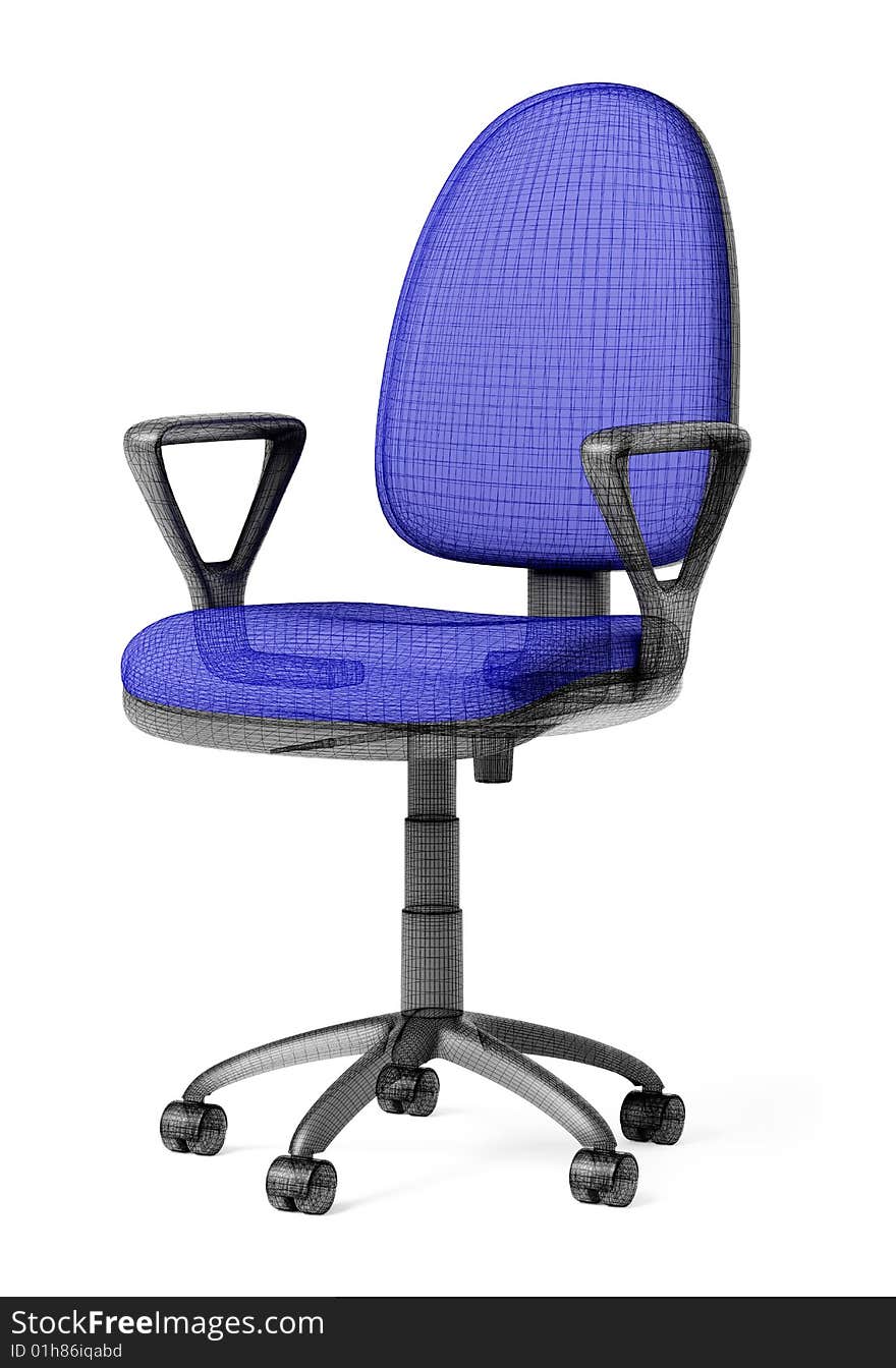 Blue office armchair structure on white background. Blue office armchair structure on white background