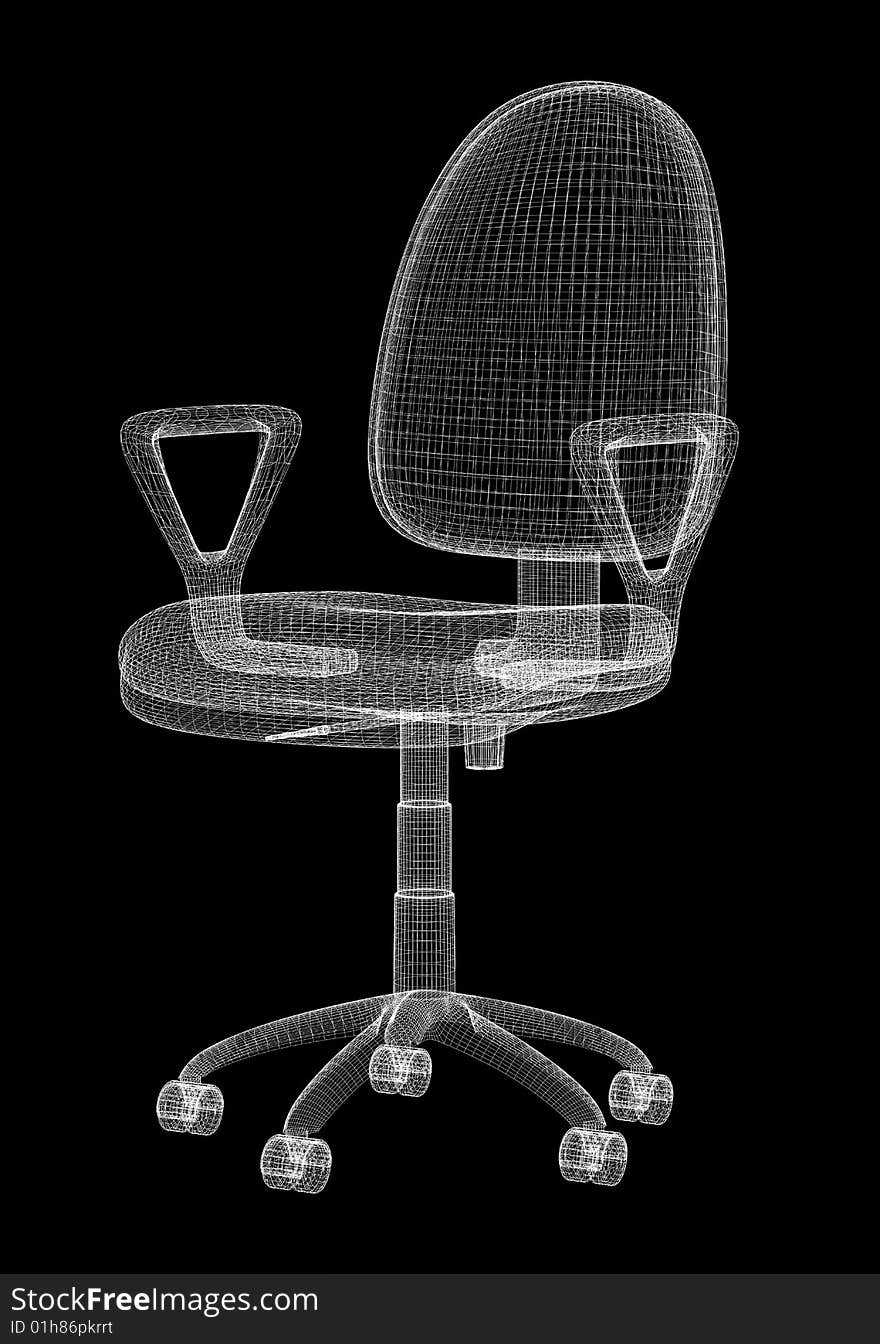 Office armchair structure on black background