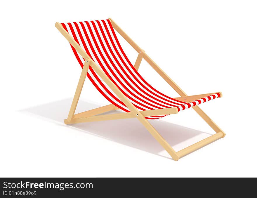 Red chaise longue on white background