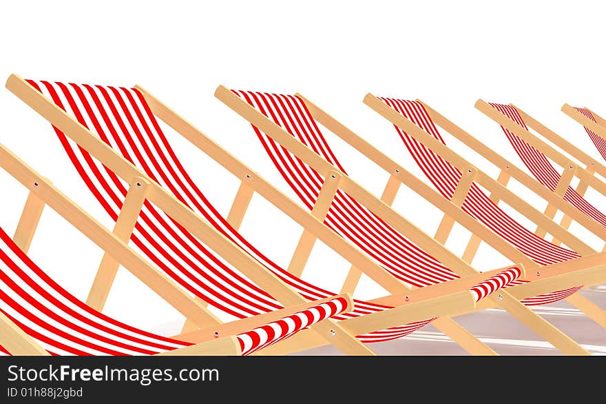 Red chaises longue