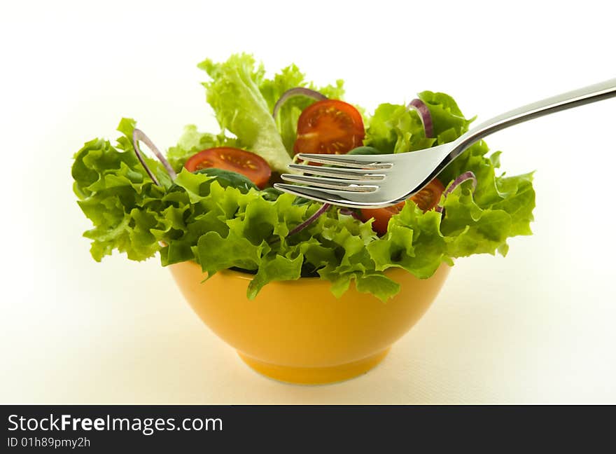 Healthy Fresh Salad On White Background