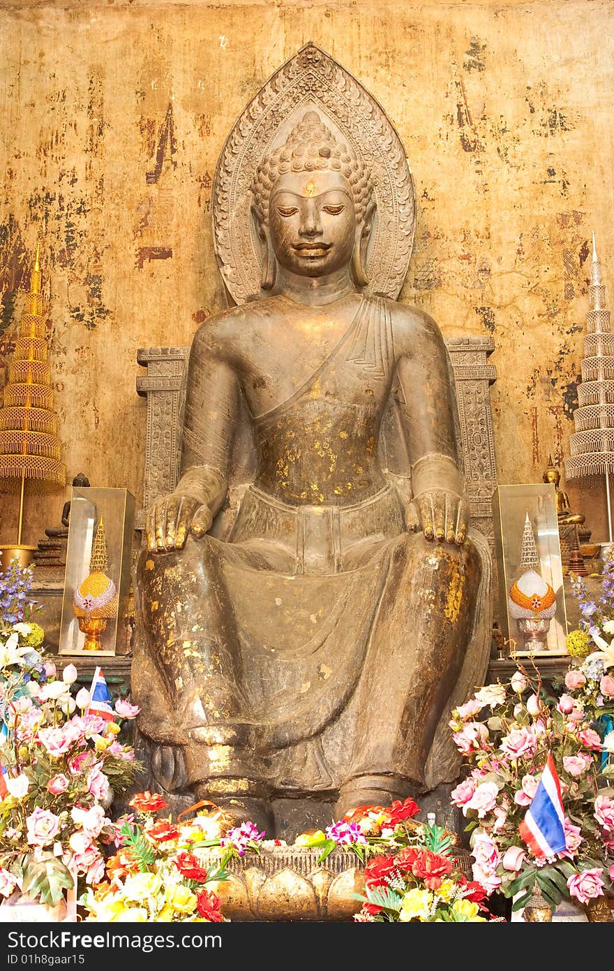 ฺOver 500 years old stone Buddha image in Buddhist church, Aytthaya province, Thailand. ฺOver 500 years old stone Buddha image in Buddhist church, Aytthaya province, Thailand.