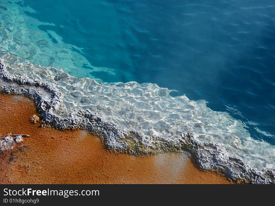 Colors of geyser pool, Yellowstone NP